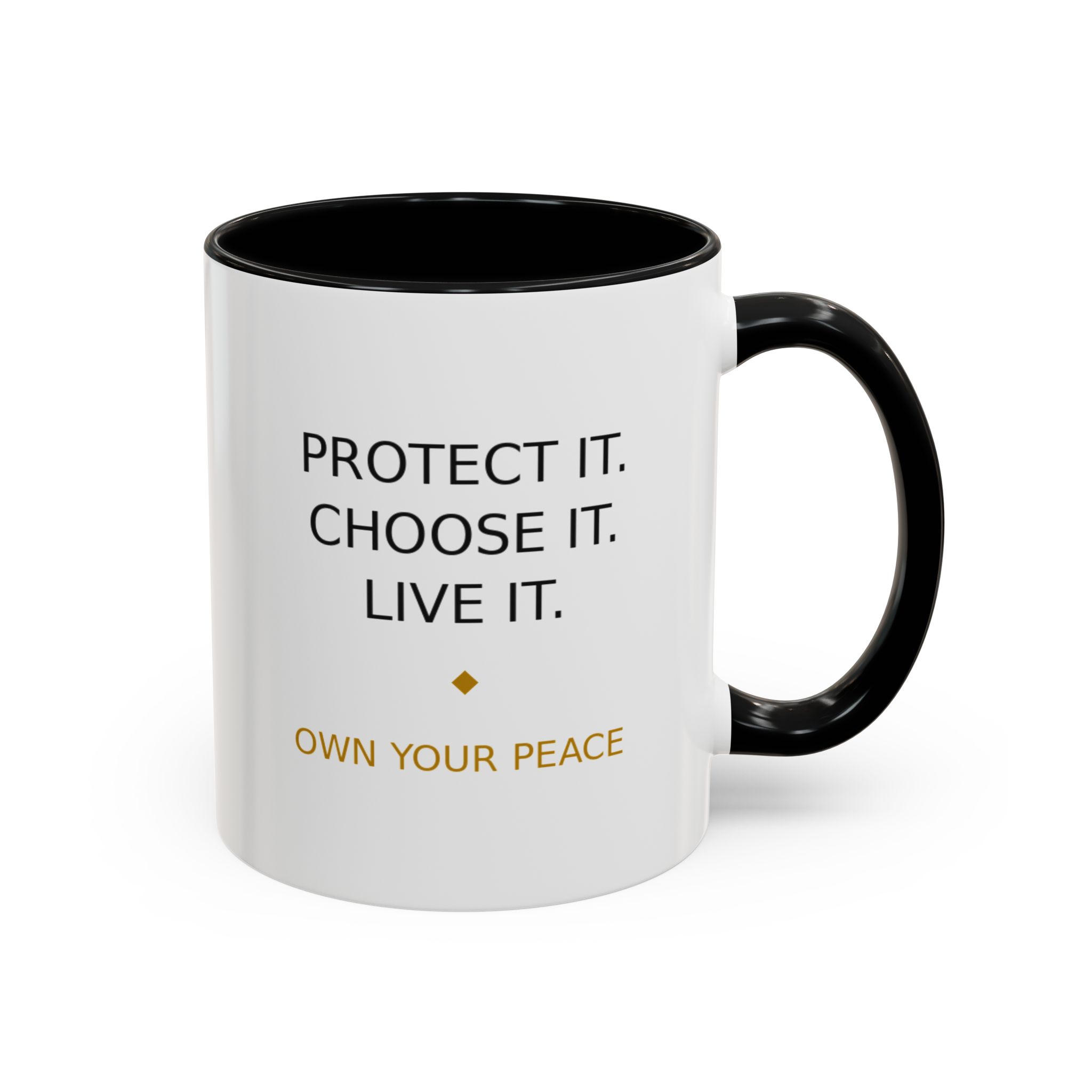 Accent Coffee Mug — "Protect it. Choose it. Live it." Inspirational Coffee Mug - Image 3