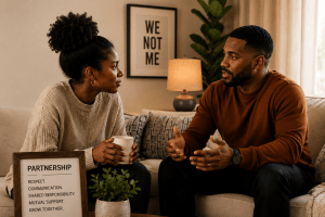 Couple discussing shared responsibility